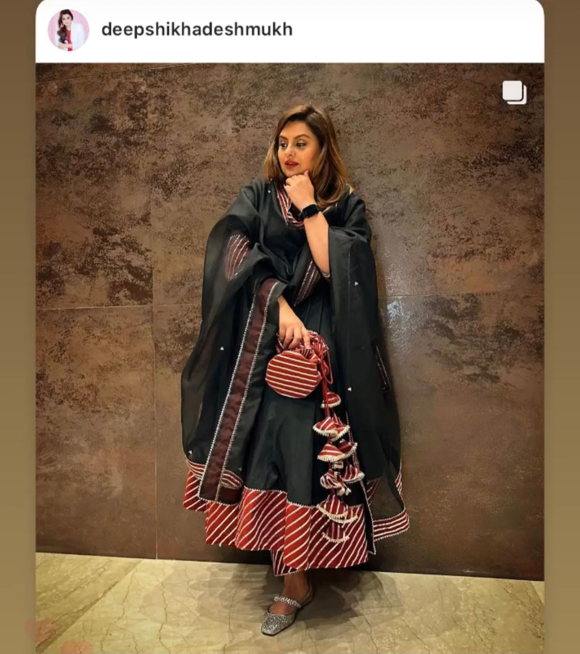 Hina Black And Maroon Anarkali Set