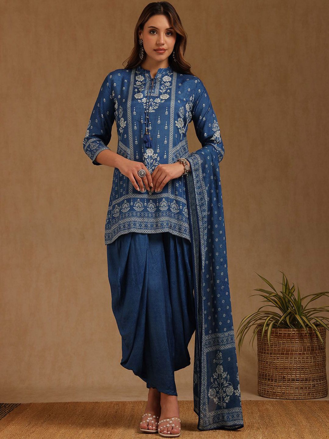 Dhiyona SO Women's Women Ethnic Motifs Printed Kurta with Dhoti Pants & Dupatta