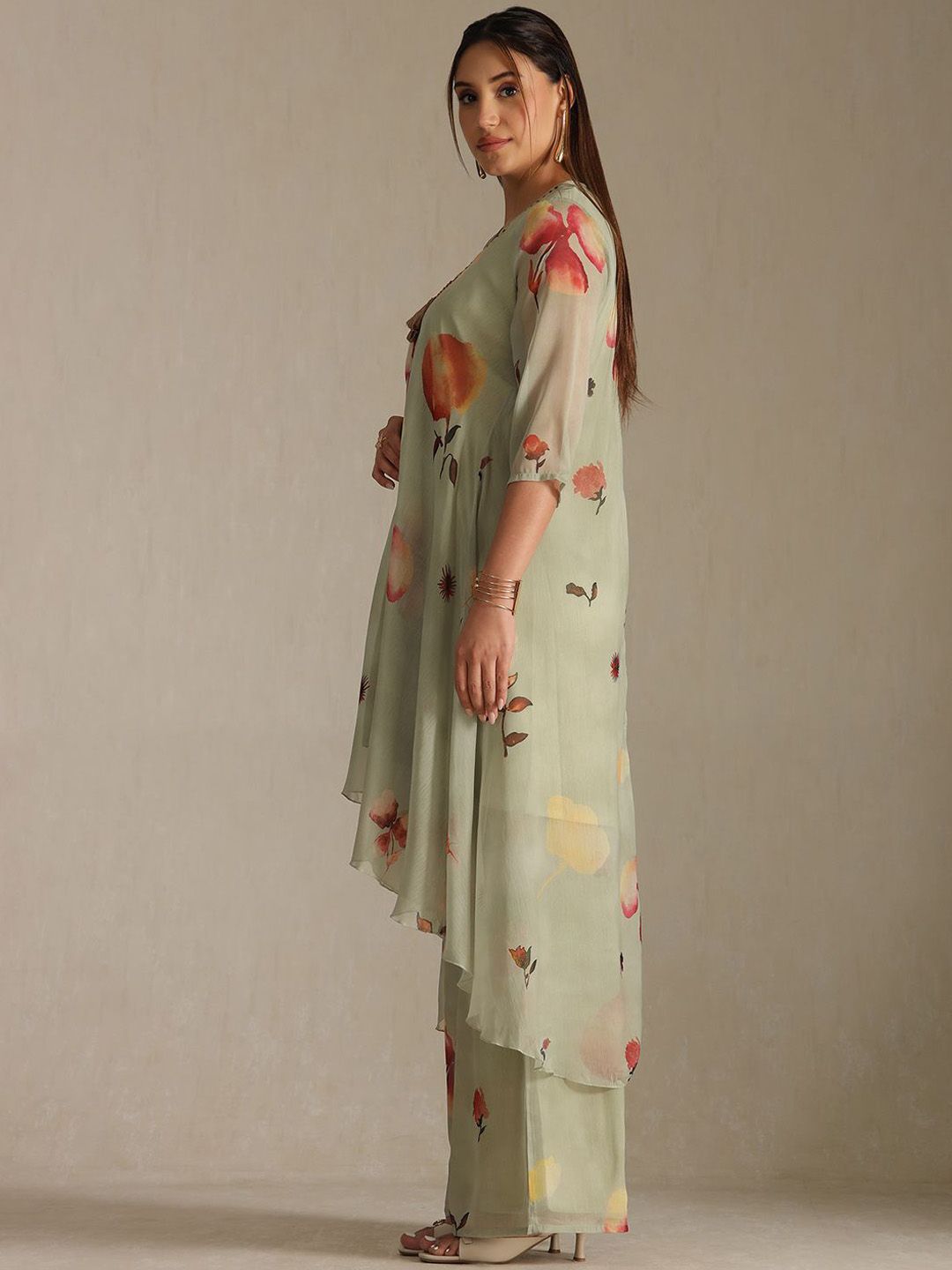 Dhiyona SO Women's Women Floral Printed A-Line Kurta with Palazzos