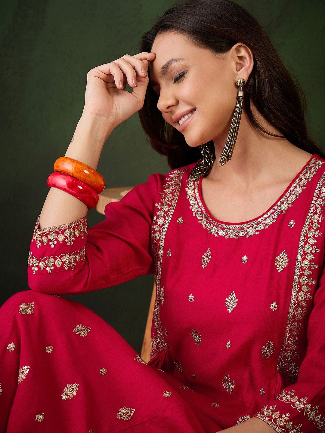 Dhiyona SN Women's Embroidered Straight Kurta & Salwar