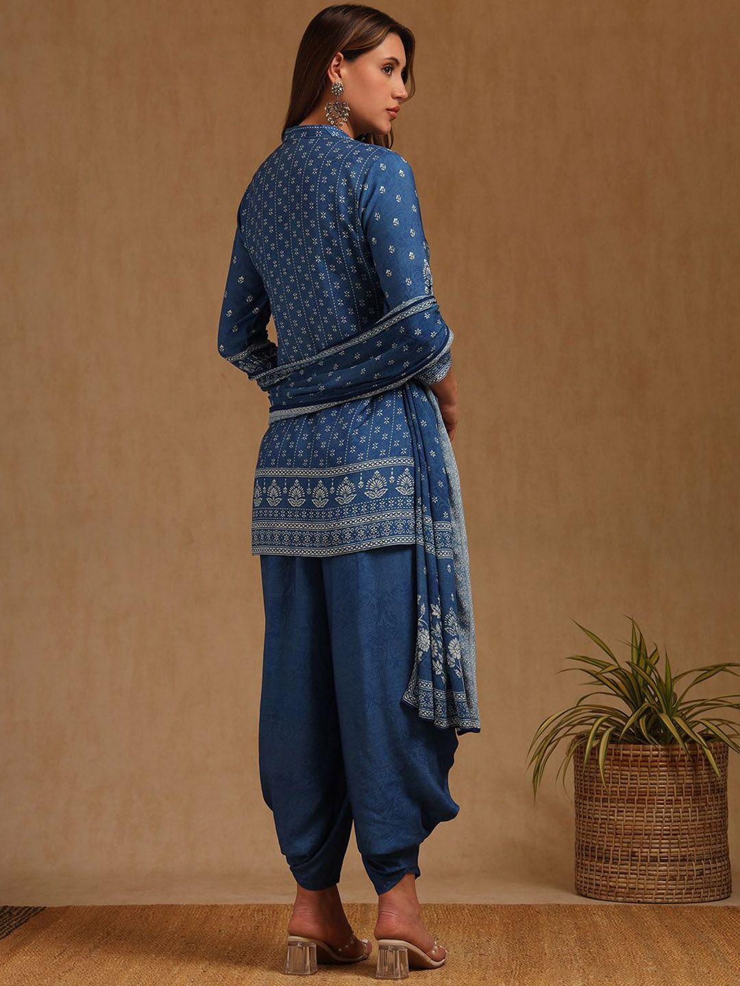 Dhiyona SO Women's Women Ethnic Motifs Printed Kurta with Dhoti Pants & Dupatta