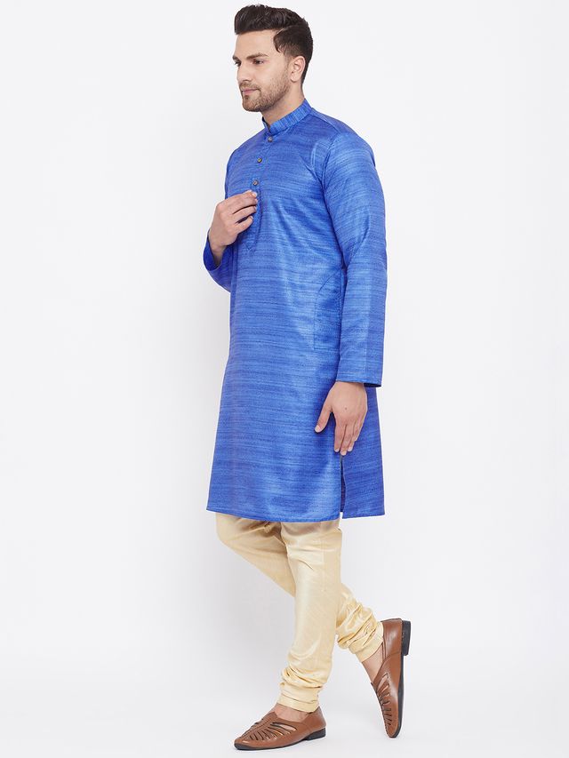 Men's Green Silk Blend Straight Kurta Pyjama Set