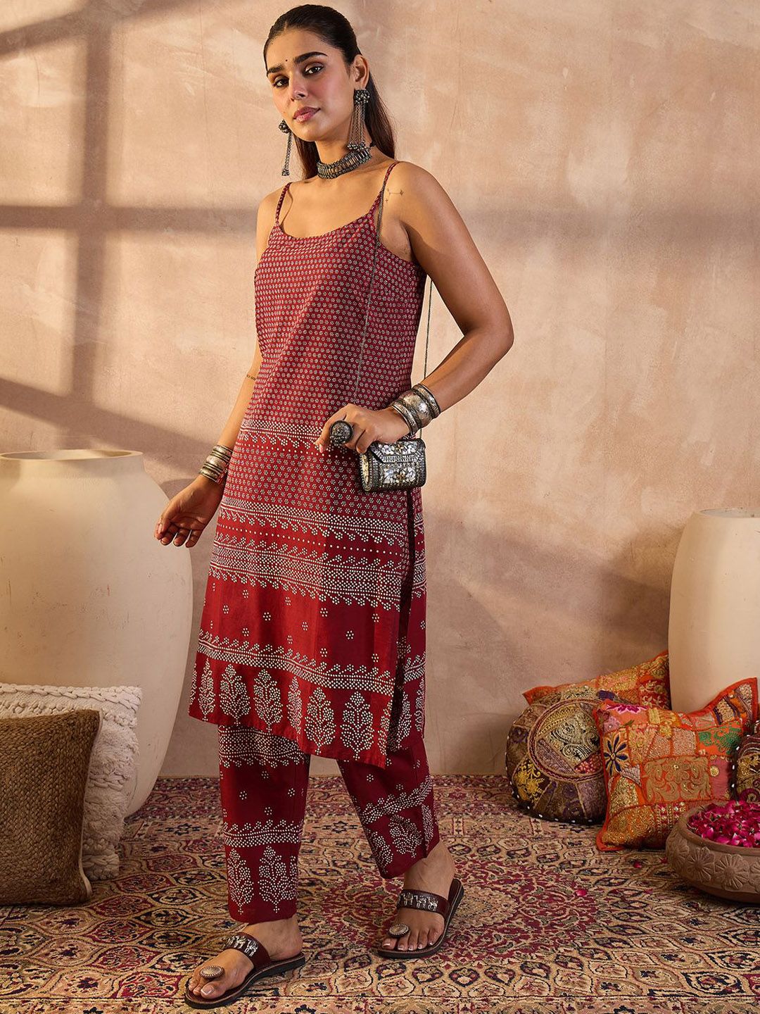 Dhiyona IE Printed Pure Cotton Tunic With Trousers