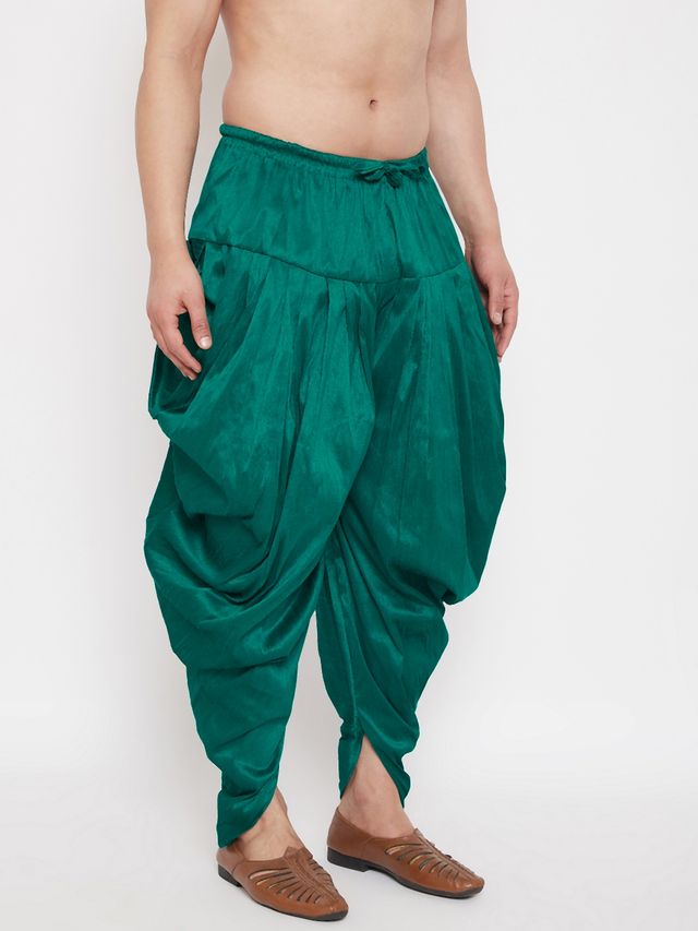 Men's Green Silk Blend Regular Dhoti