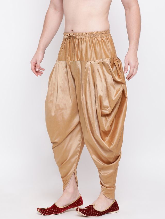 Men's Rose Gold Silk Blend Straight Dhoti