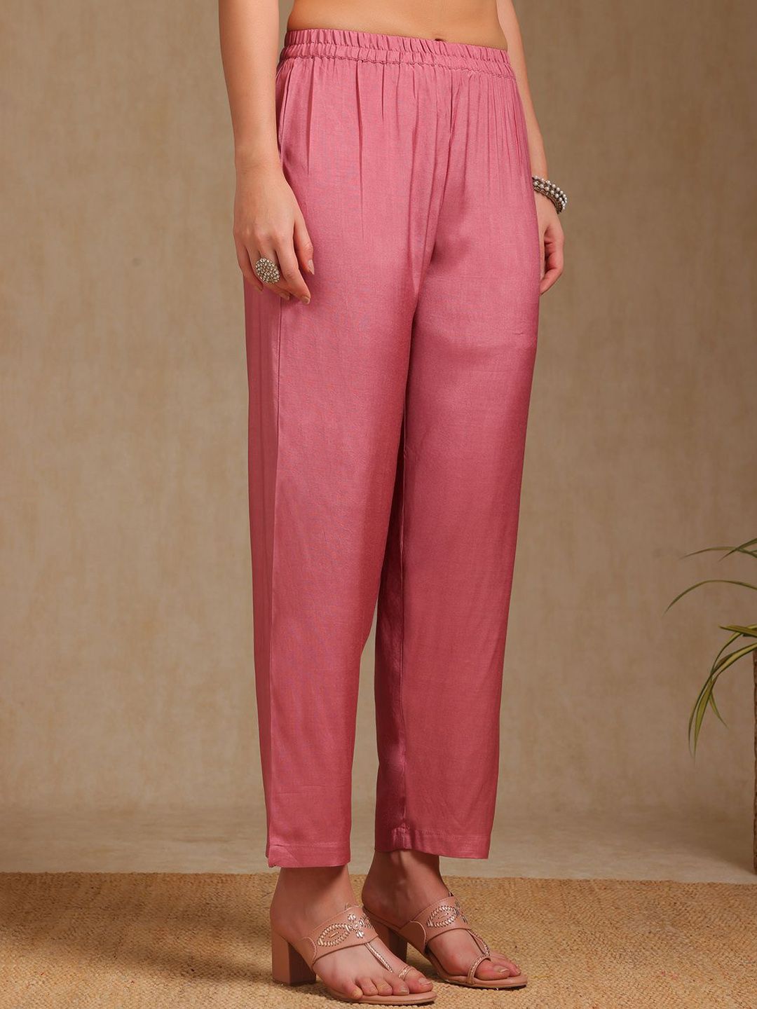 Dhiyona SO Women's Floral Embroidered Round Neck Sequinned A-Line Kurta With Trousers & Dupatta