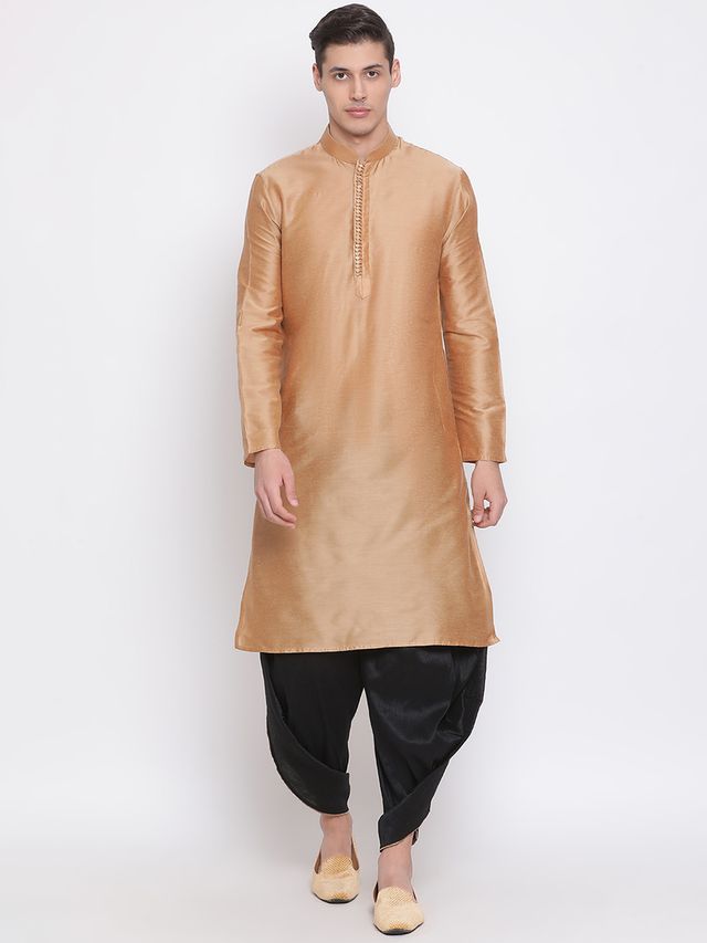 Men's Black Silk Blend Regular Dhoti