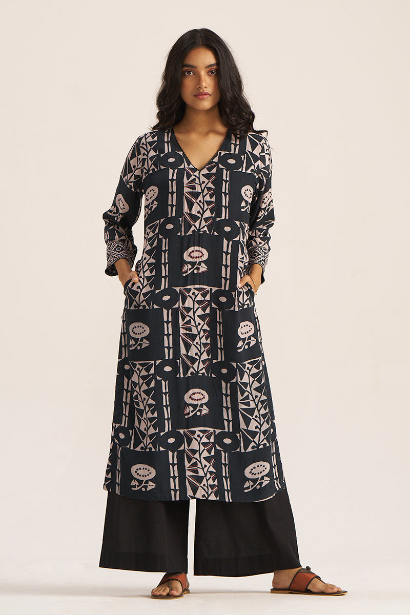 Women's Black Cotton Kurta