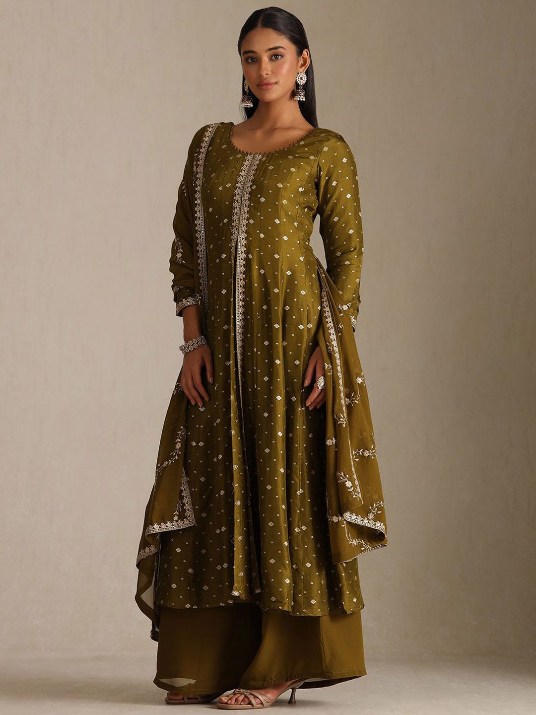 Dhiyona SO Women's Women Ethnic Motifs Printed Anarkali Kurta with Palazzo & Dupatta