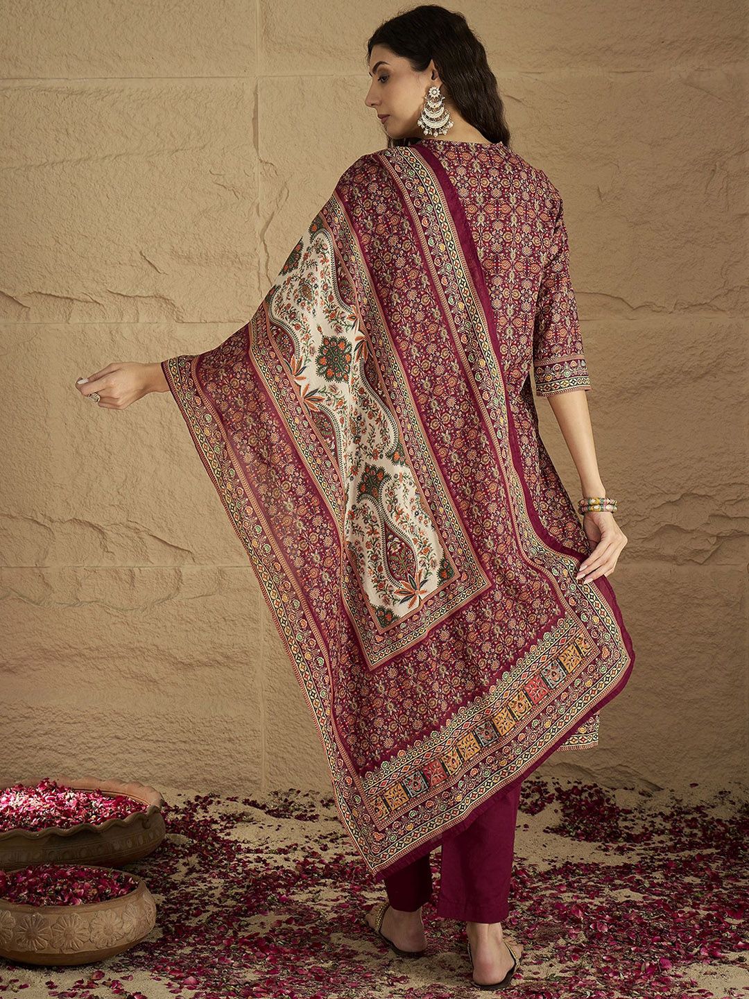 Dhiyona VA Women's Printed Pure Cotton Kurta with Trousers & Dupatta