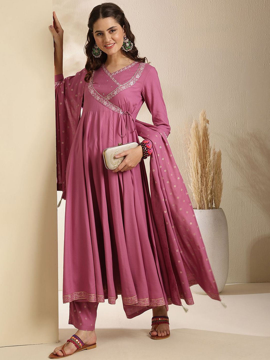 Dhiyona SN Women's Ethnic Motifs Embroidered Anarkali Kurta with Palazzo & Dupatta
