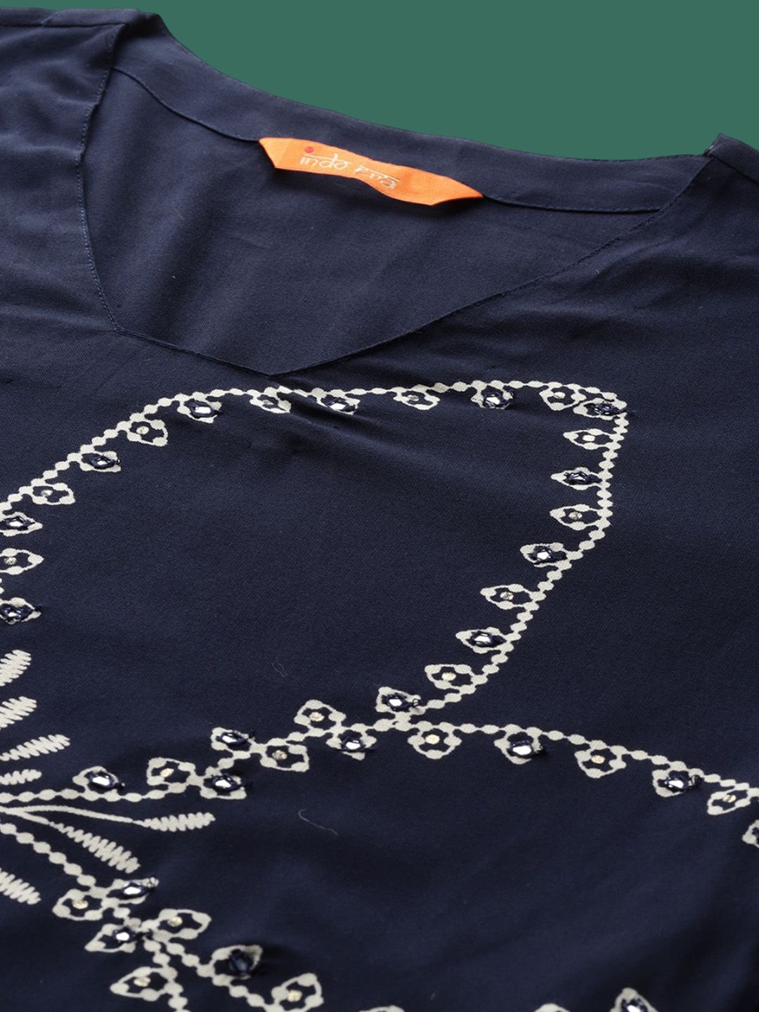 Dhiyona IE Printed V-Neck Straight Tunic With Palazzo