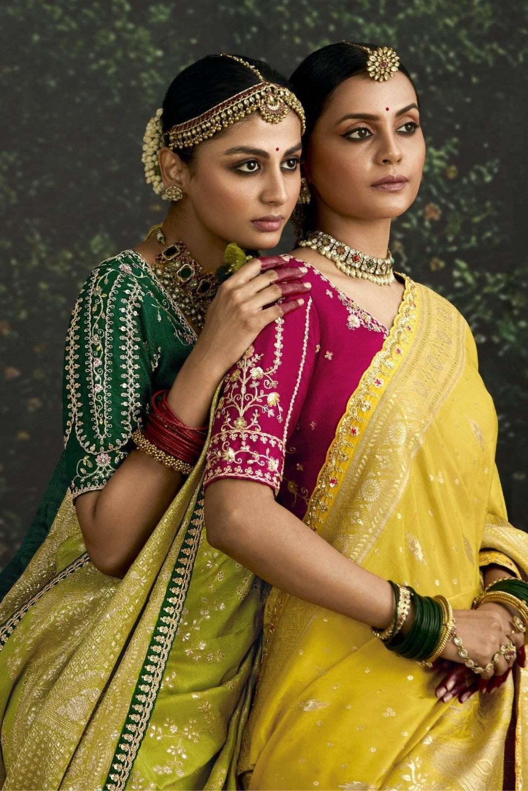 Dhiyona KM Women Mustard Yellow Banarasi Dola Silk Saree