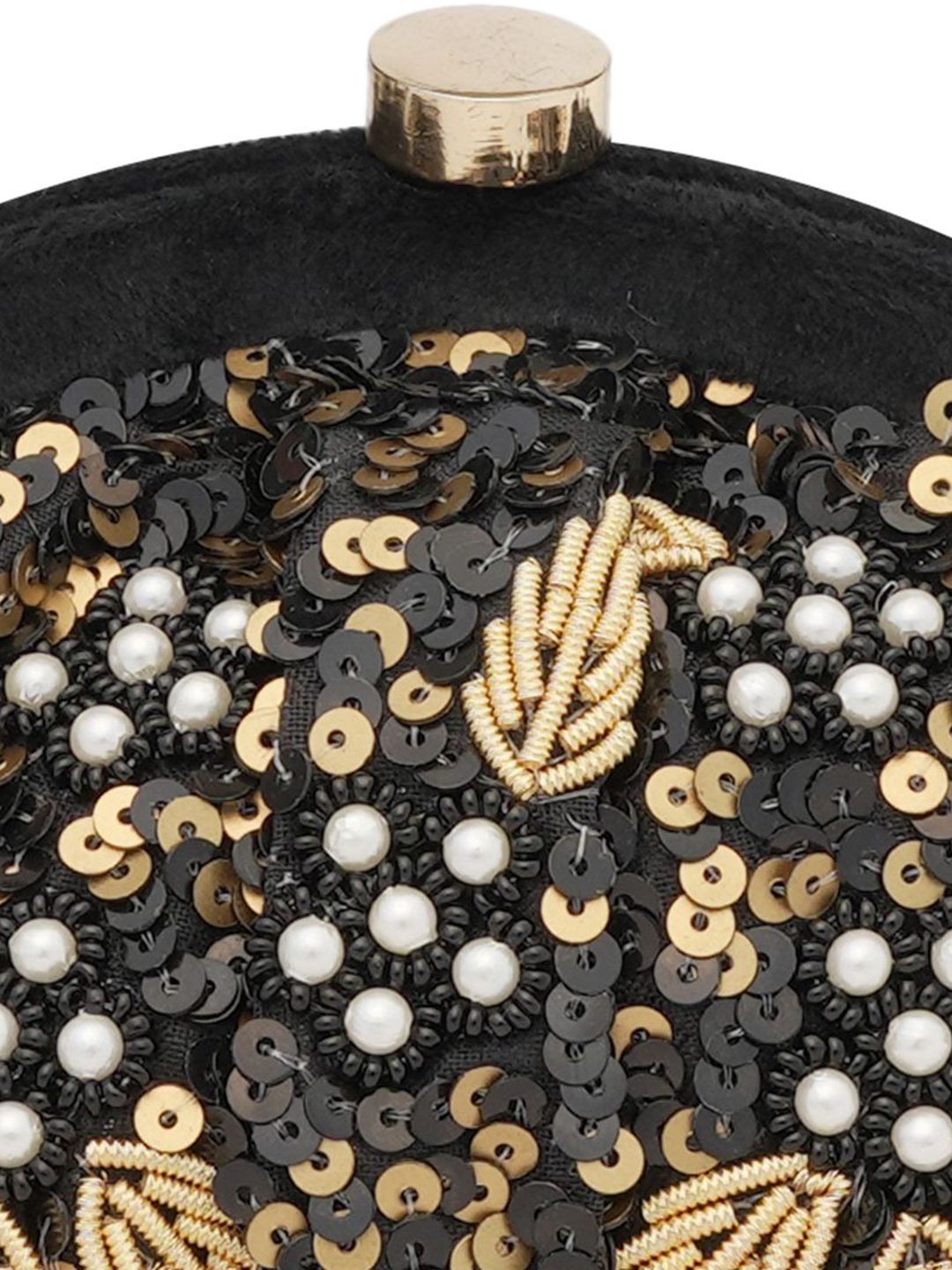 Dhiyona NR Embroidered Embellished Half Moon Clutch