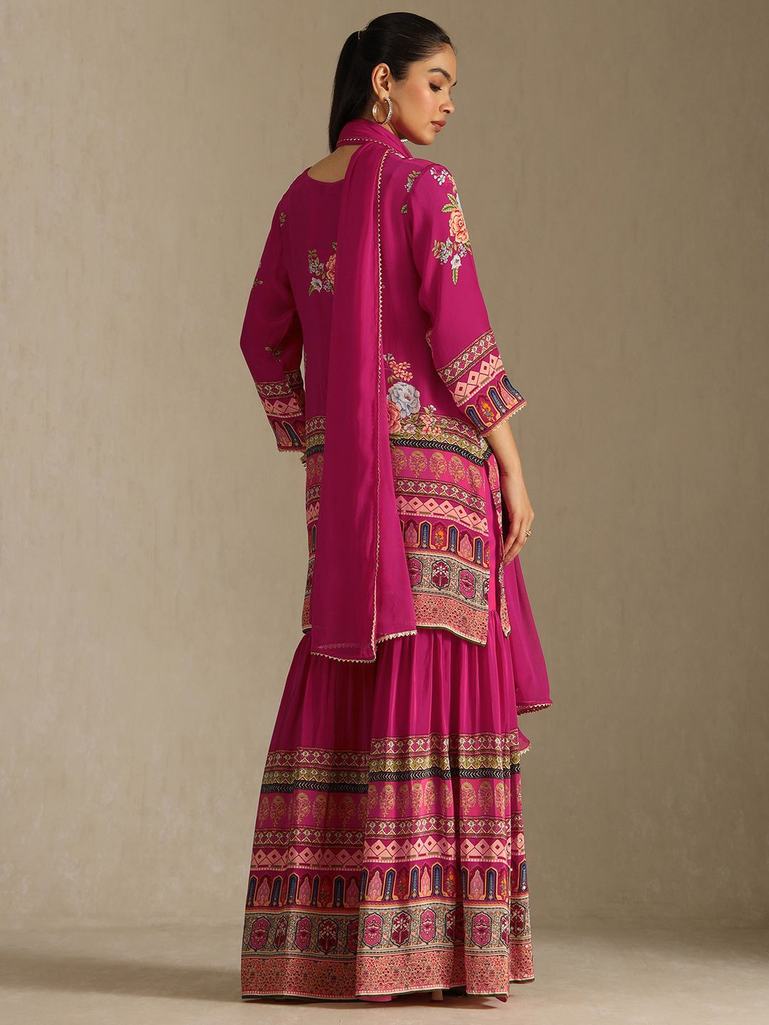 Dhiyona SO Women's Women Ethnic Motifs Printed Kurta with Sharara & Dupatta