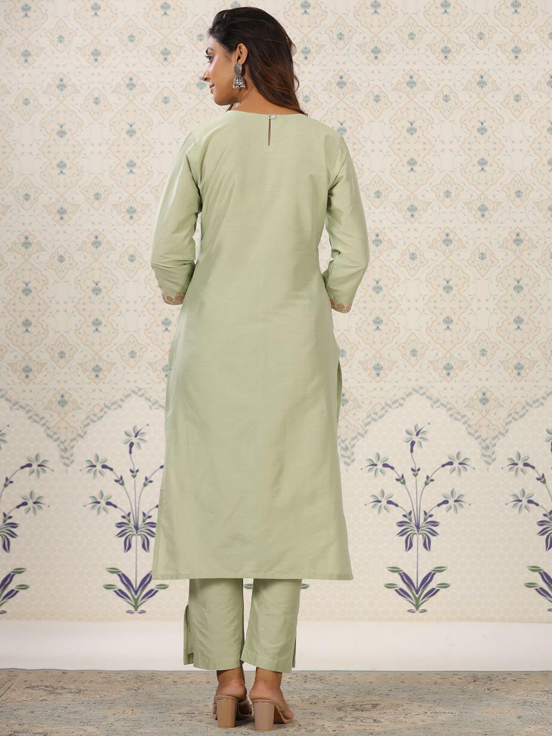 Dhiyona OD Women Floral Embroidered Flared Sleeves Mirror Work Kurta