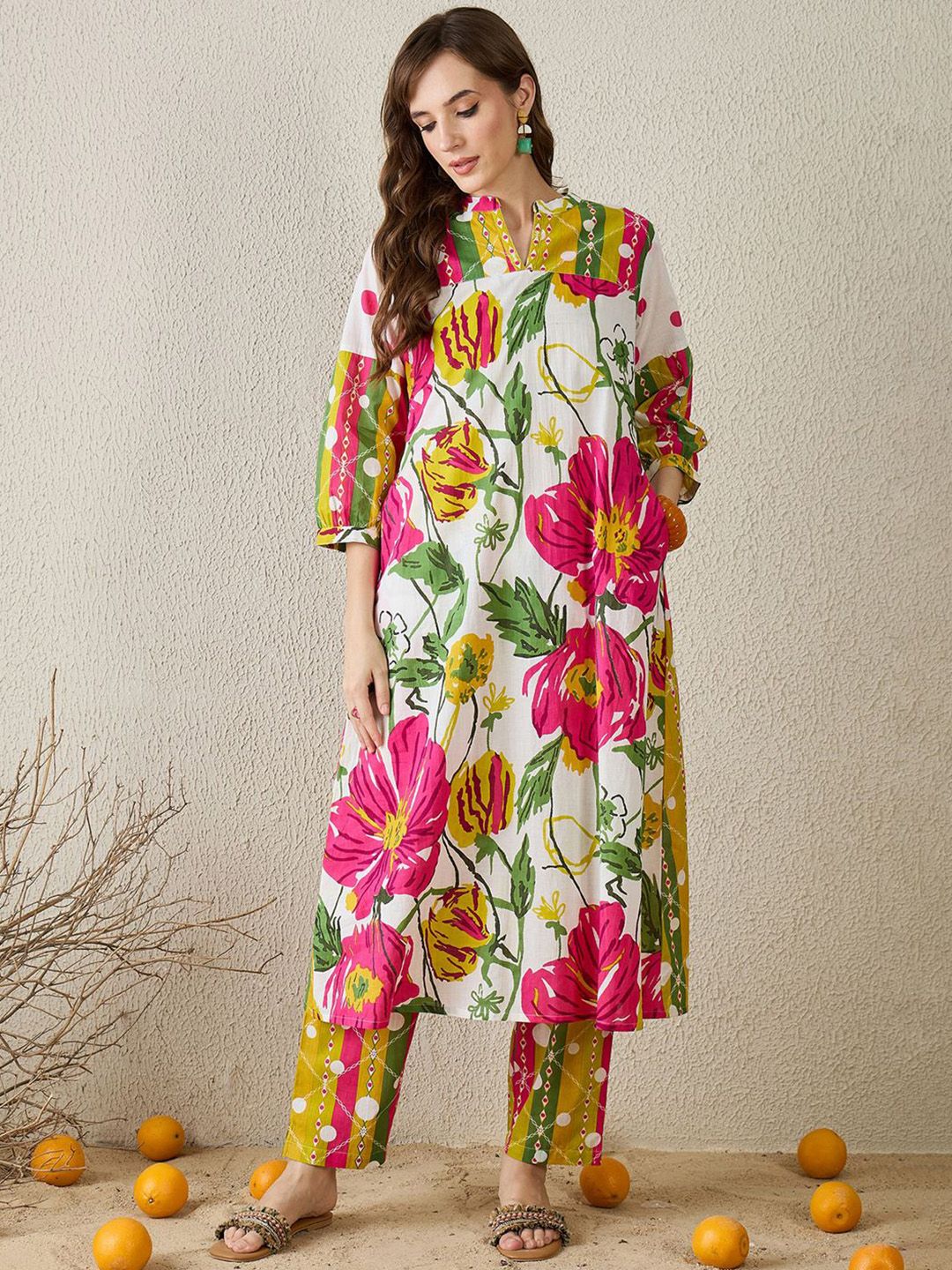 Dhiyona IE Printed Pure Cotton Tunic With Trouser