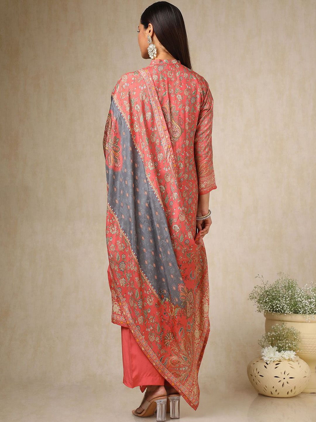 Dhiyona SO Women's Women Ethnic Motifs Printed Regular Beads and Stones Kurta with Trousers & With Dupatta