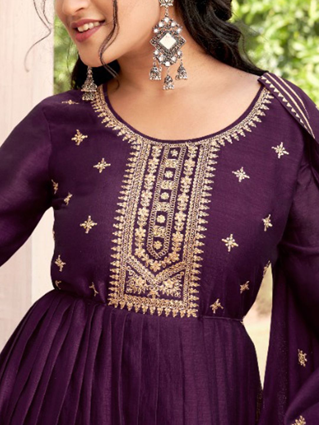 Dhiyona SN Women's Embroidered Round Neck Anarkali Kurta With Trouser & Dupatta