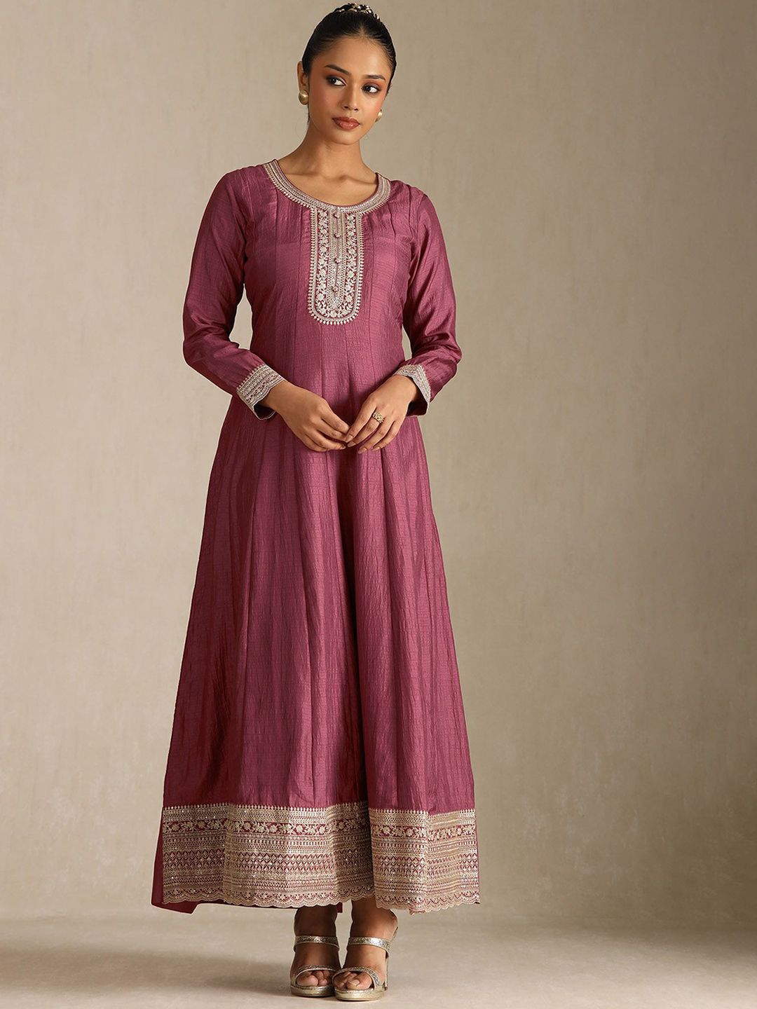 Dhiyona SO Women's Women Yoke Design Angrakha Kurta & Trousers & Dupatta