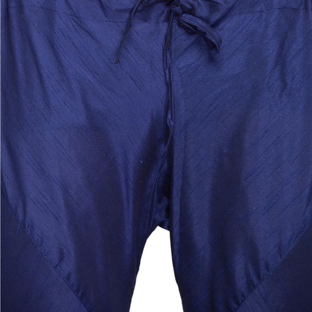 Men's Dark Blue Silk Blend Straight Kurta Pyjama Set