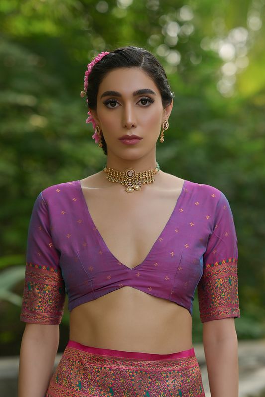 Rama Purple Pashmina Silk Saree