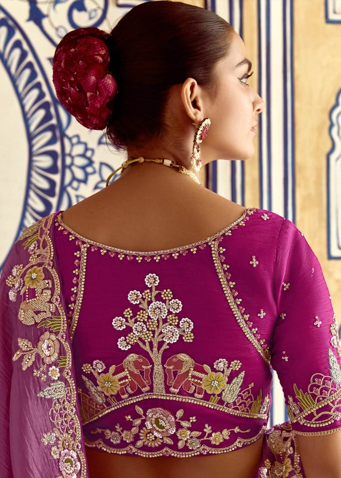 Dhiyona KM Women Purple Designer Tissue Silk Saree