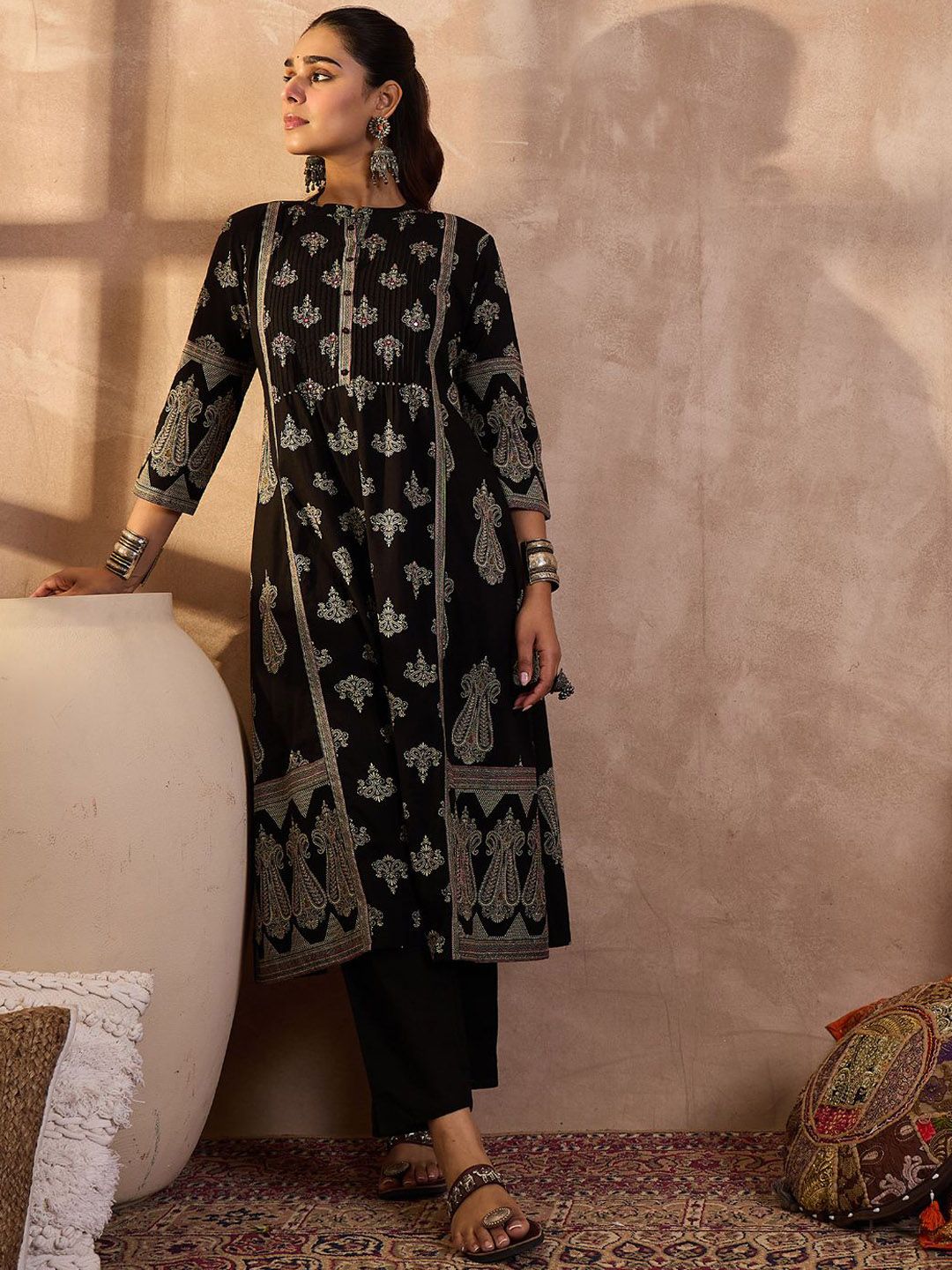 Dhiyona IE Printed Pure Cotton Tunic With Trouser