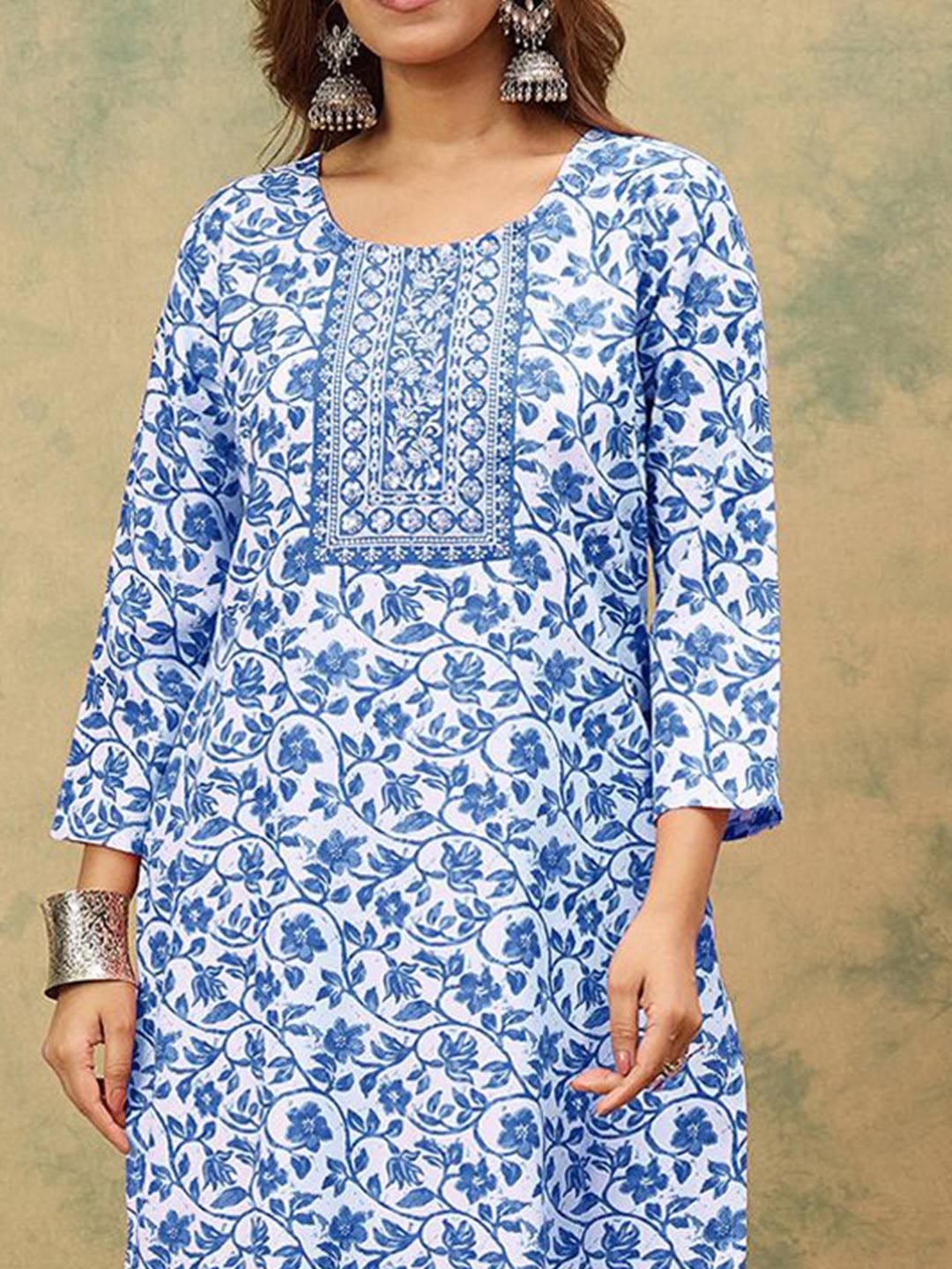 Dhiyona VA Women's Floral Printed Kurta with Palazzo & Dupatta