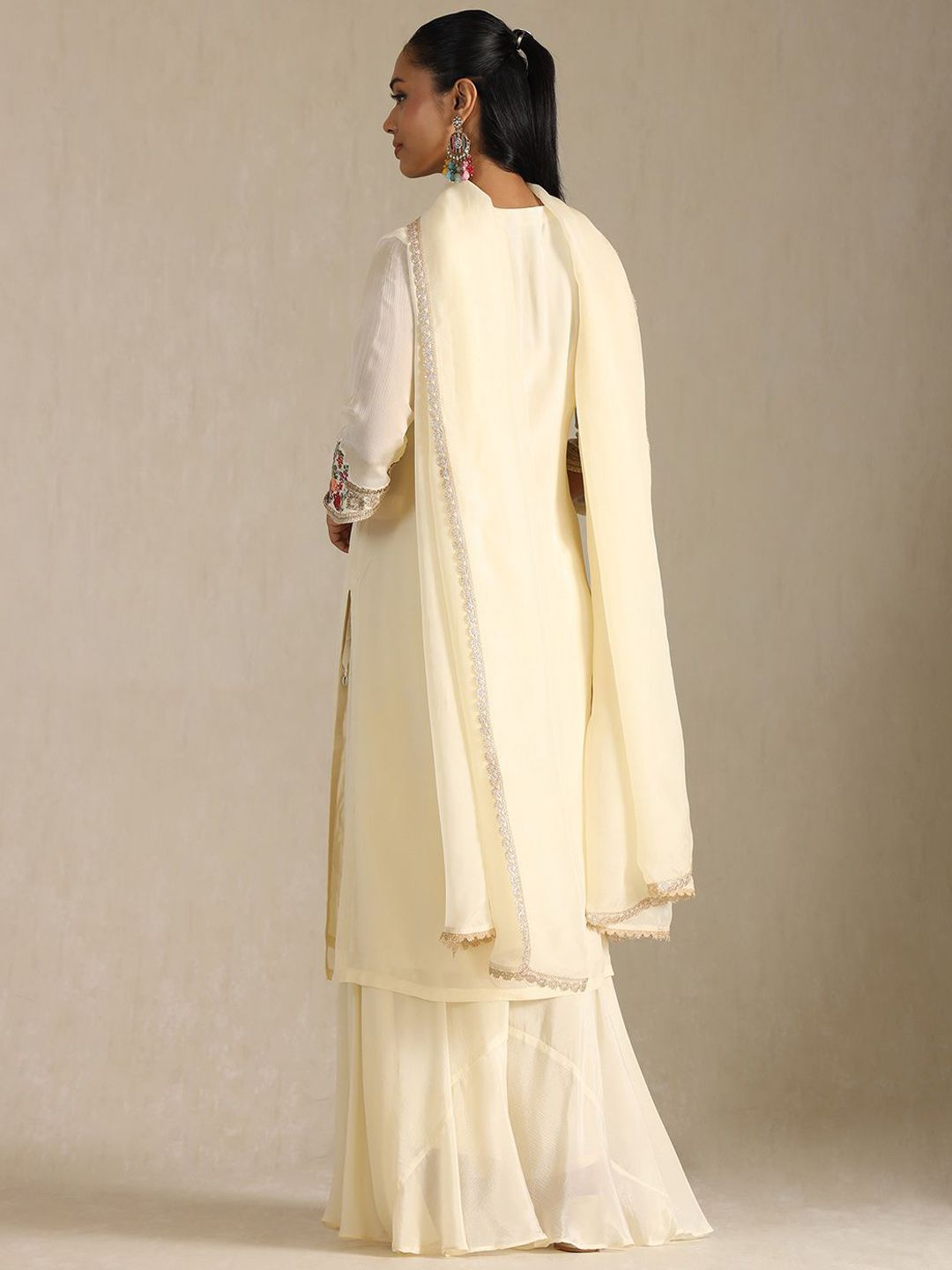 Dhiyona SO Women's Women Ethnic Motifs Embroidered Regular Thread Work Kurta with Palazzos & With Dupatta