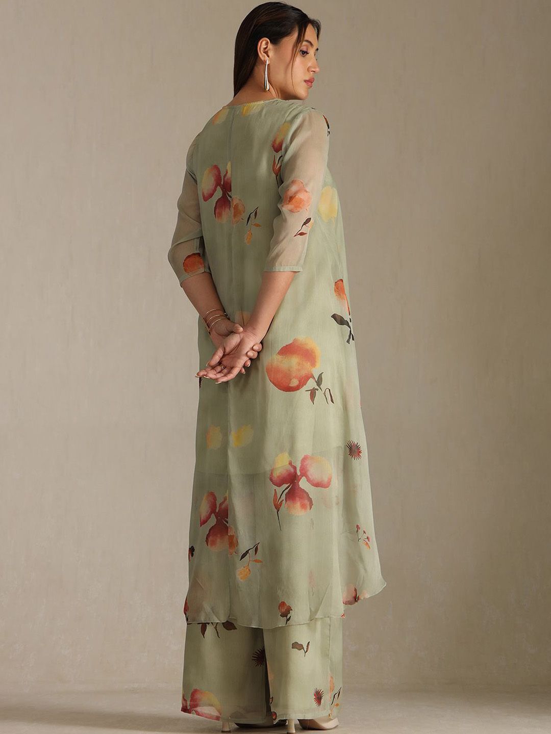 Dhiyona SO Women's Women Floral Printed A-Line Kurta with Palazzos