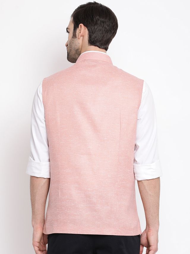 Men's Coffee Cotton Blend Straight Nehru Jacket