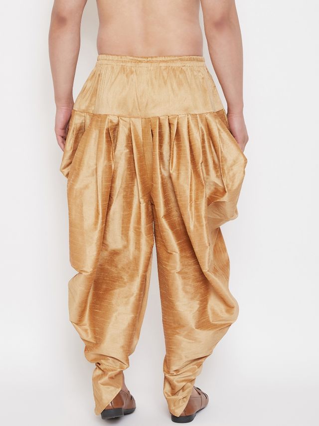 Men's Rose Gold Silk Blend Regular Dhoti