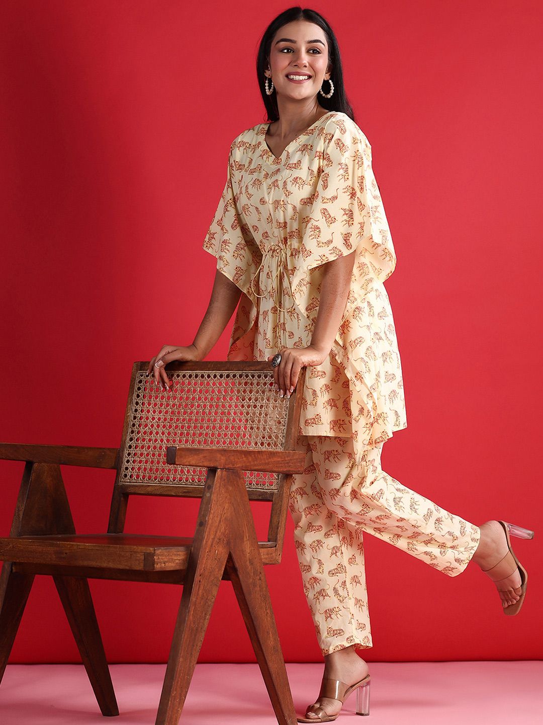 Dhiyona IE Printed Pure Cotton Top & Trouser Co-Ord Set