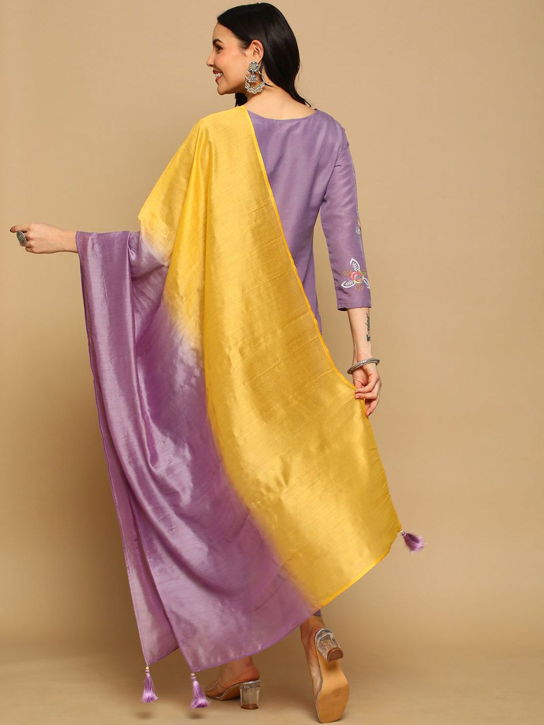 Dhiyona SN Women's Floral Embroidered Kurta with Trousers & Dupatta