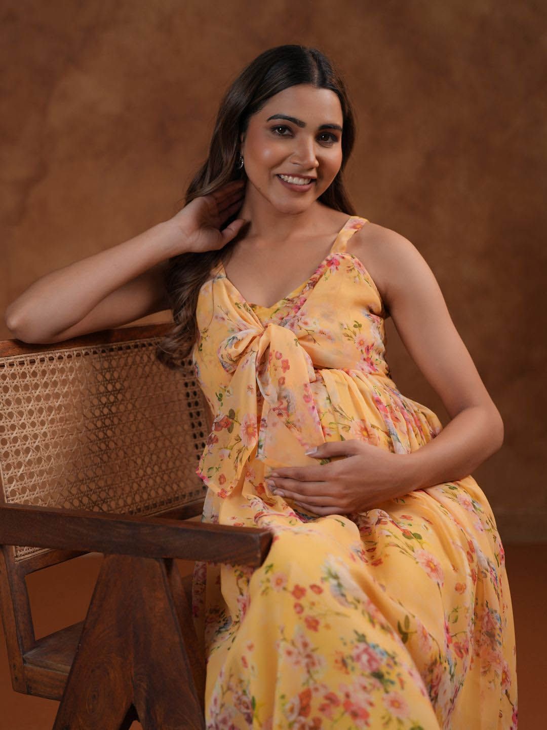 Dhiyona AY Women's Floral Printed Fit & Flared Maternity Ethnic Dresses