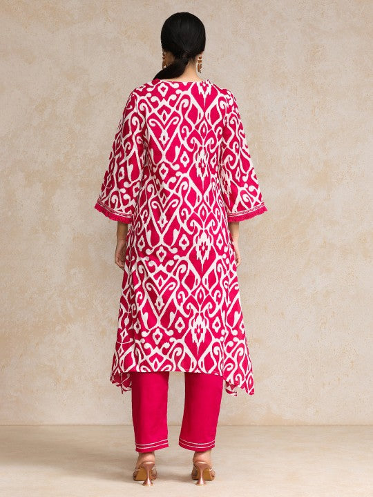 Women's Floral Printed Regular Pure Cotton Kurta with Trousers