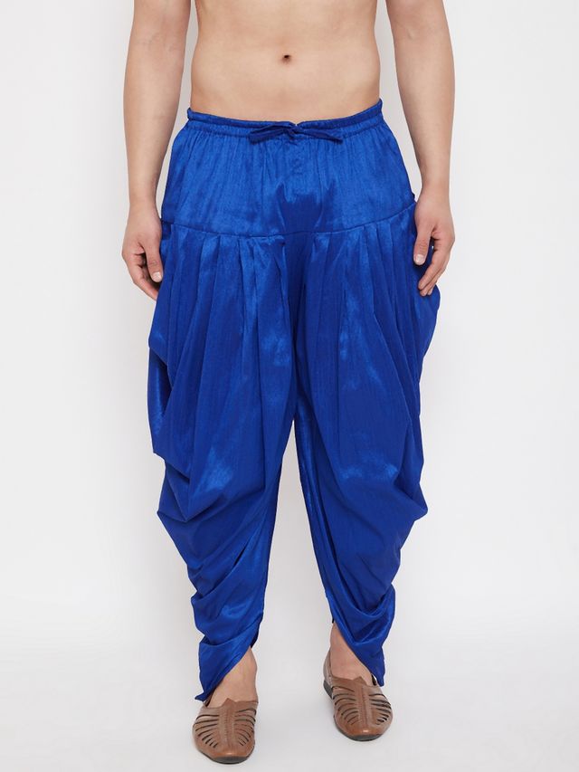 Men's Blue Silk Blend Regular Dhoti