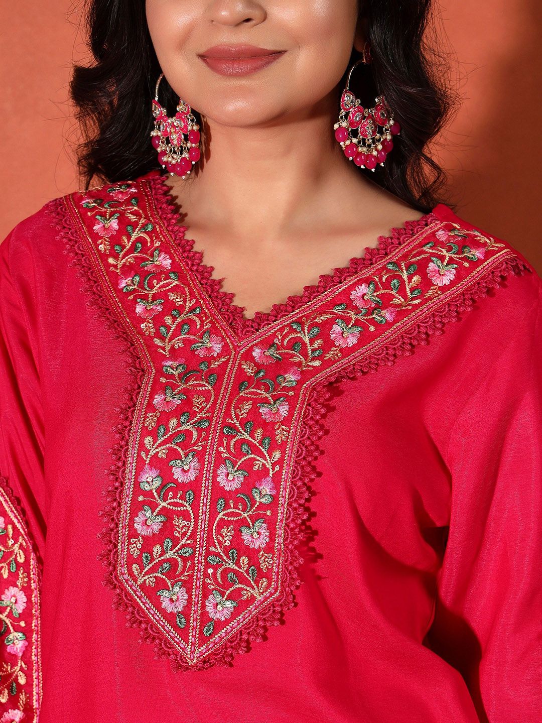 Dhiyona SN Women's Embroidered Straight Kurta With Trouser & Dupatta