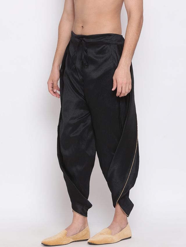 Men's Black Silk Blend Regular Dhoti