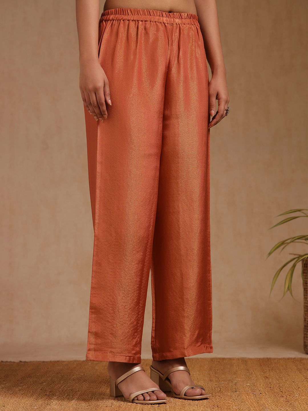 Dhiyona SO Women's Embroidered Woven Design Sequinned A-Line Kurta with Palazzos & Dupatta