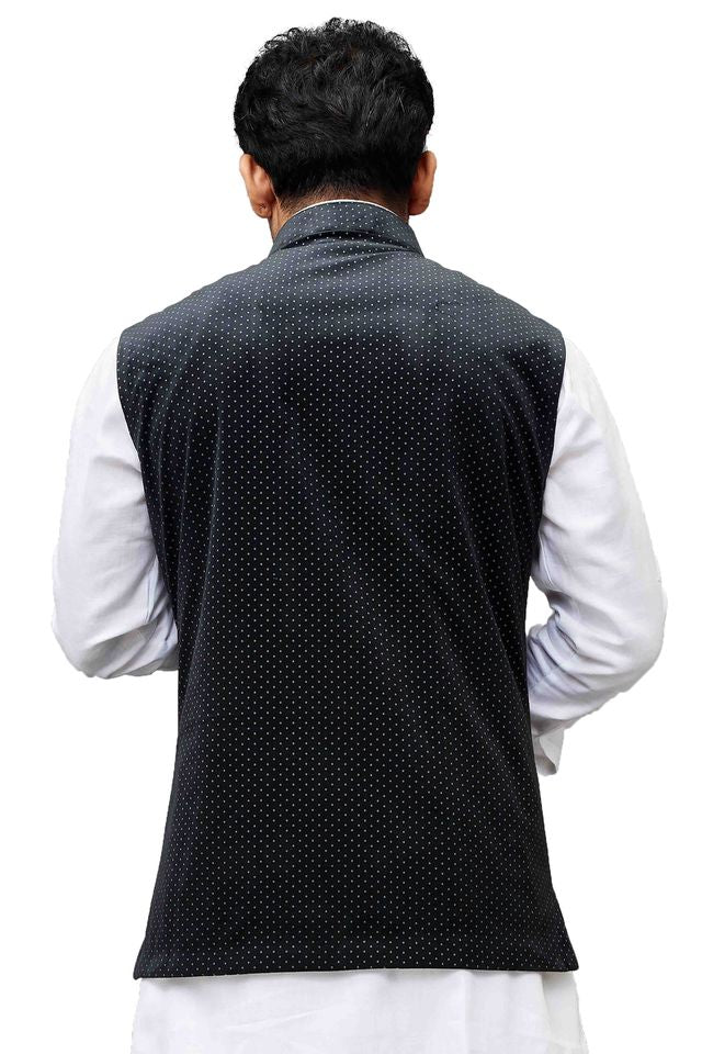 Men's Black Velvet Straight Nehru Jacket