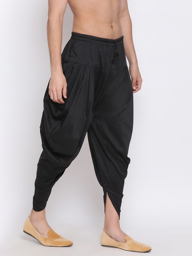 Men's Black Silk Blend Straight Dhoti