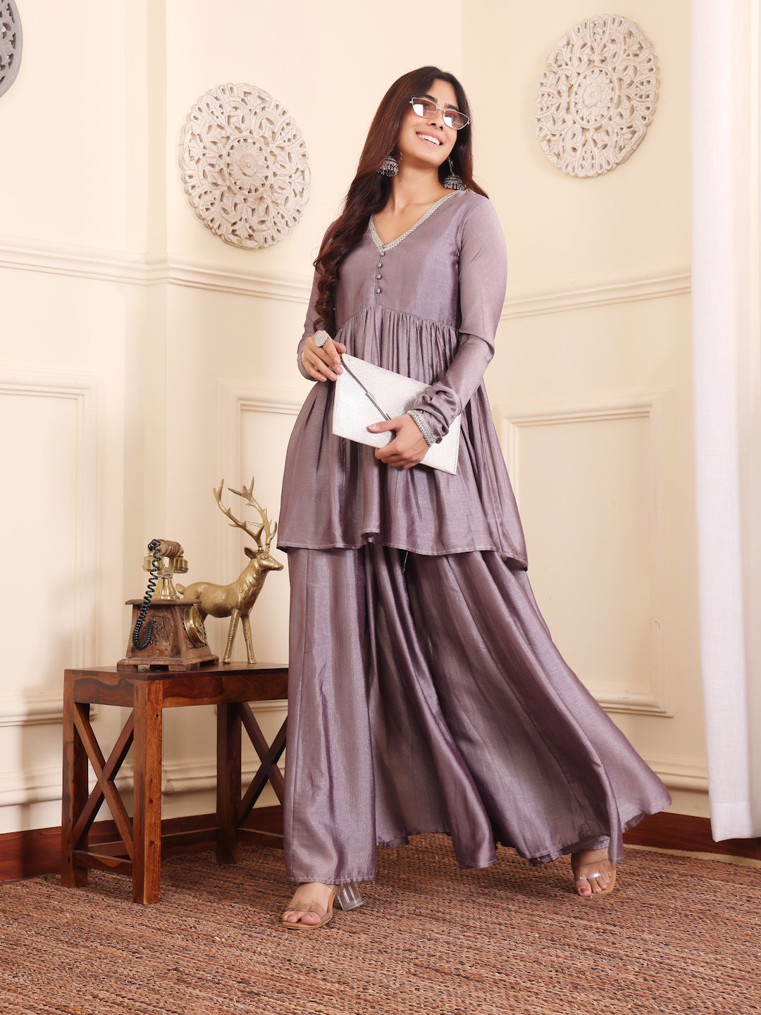Dhiyona VR Women's Sea Green Bandhani Printed Straight Kurta With Trousers
