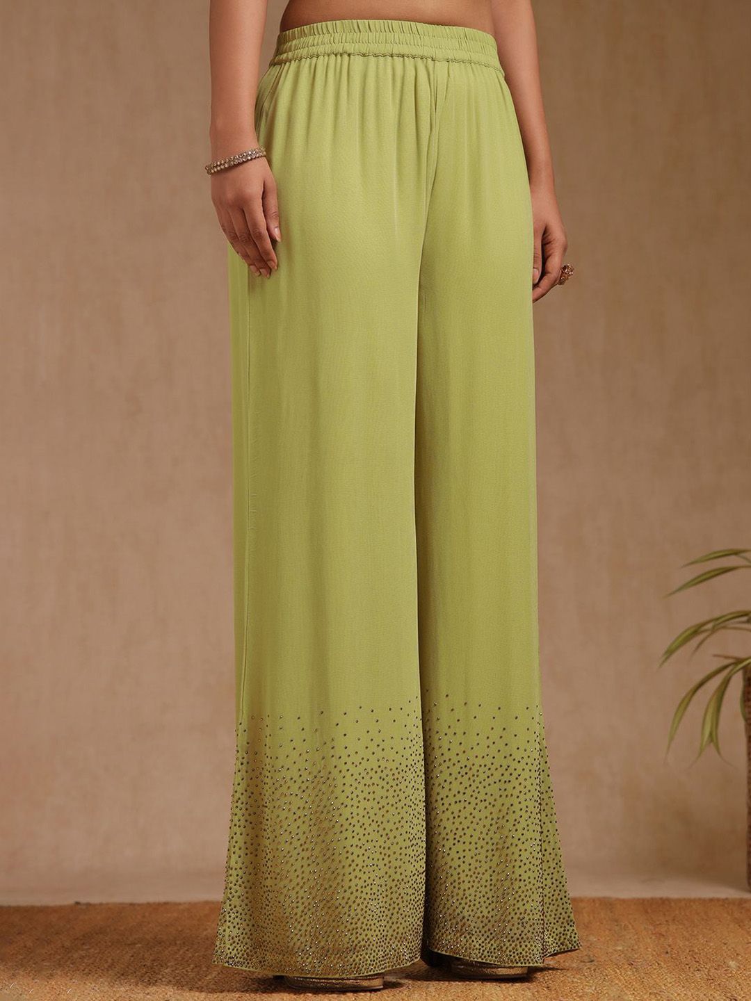 Dhiyona SO Women's Ethnic Motifs Embroidered Beads and Stones Straight Kurta With Palazzos & Dupatta