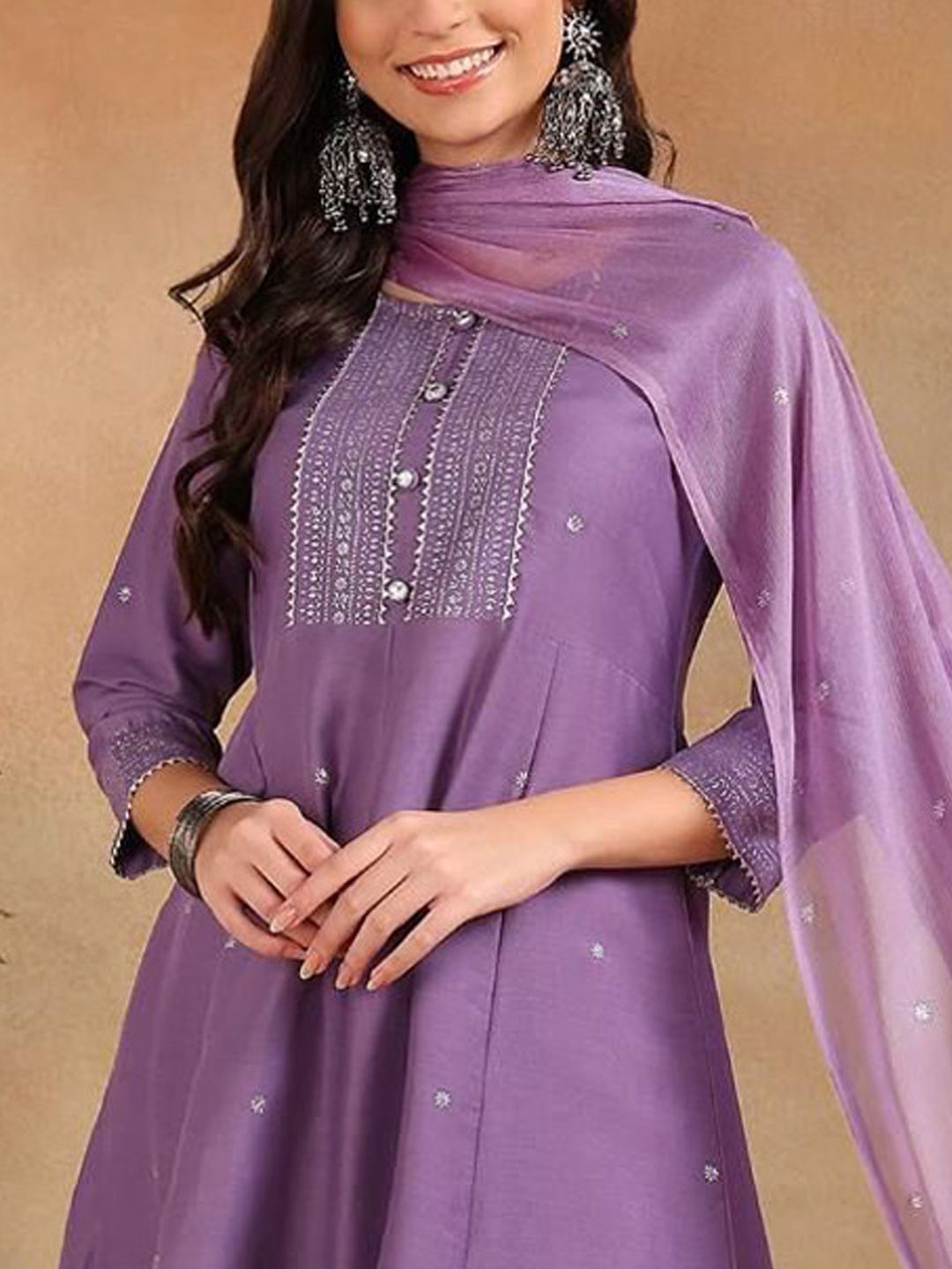 Dhiyona PD Women Women Woven Design Anarkali Kurta with Trouser & Dupatta
