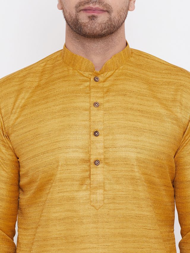 Men's Beige Silk Blend Straight Kurta Pyjama Set