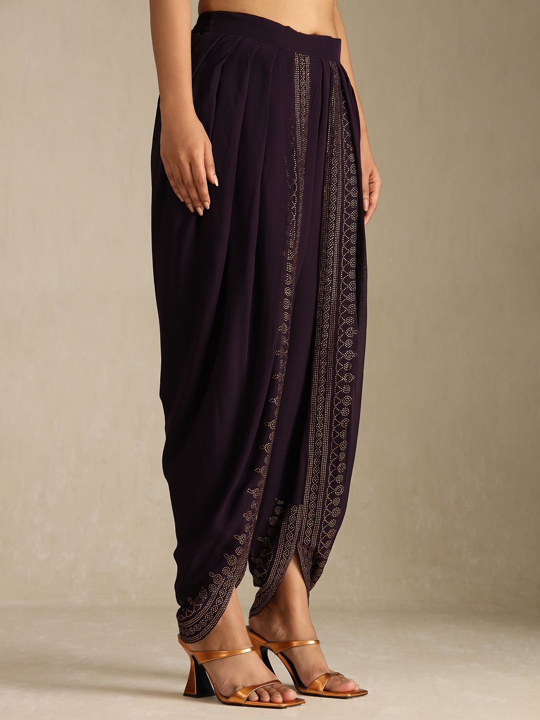 Dhiyona SO Women's Floral Printed Beads and Stones Round Neck Kurta With Dhoti Pants & Dupatta