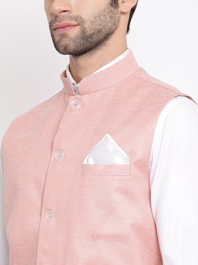 Men's Coffee Cotton Blend Straight Nehru Jacket