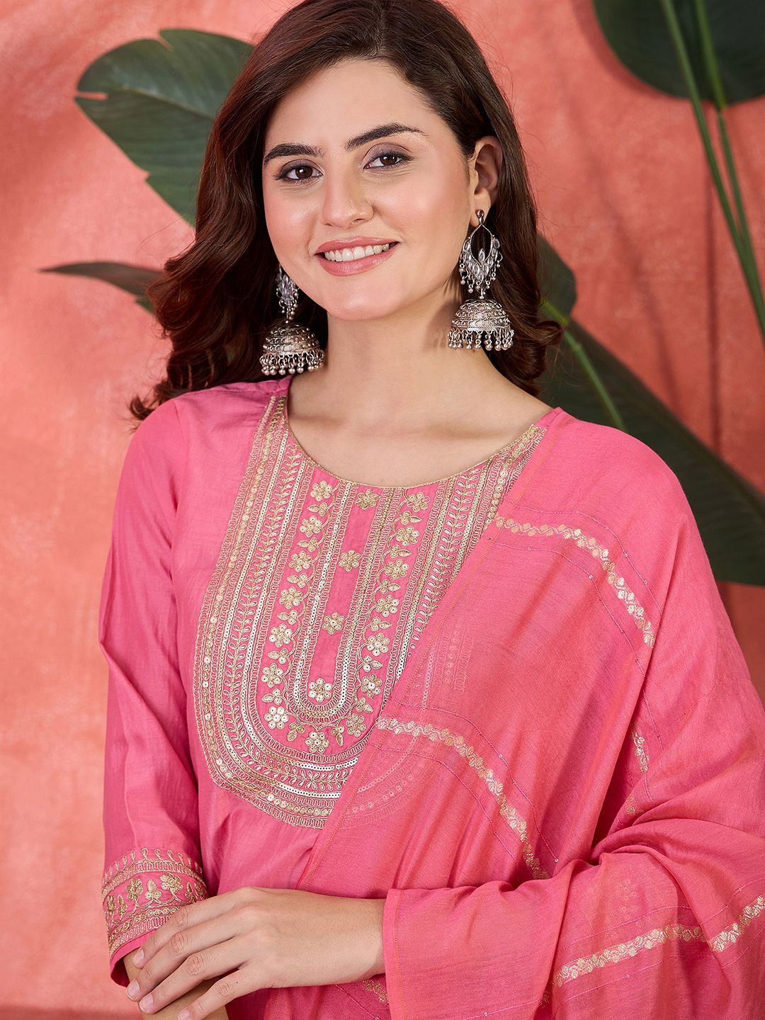 Dhiyona SN Women's Ethnic Motifs Embroidered Kurta with Trousers & Dupatta